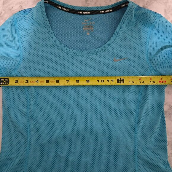 Nike Running Short Sleeve Dri-Fit Turquoise Top Size Small - Picture 7 of 8